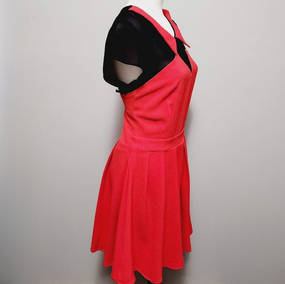 SugarLips red black crepe Peter pan collar dress size large - Picture 2 of 7